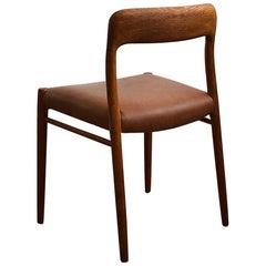 Danish Midcentury Dining Chair, Model 75 by Niels O. Møller in Oak and Leather