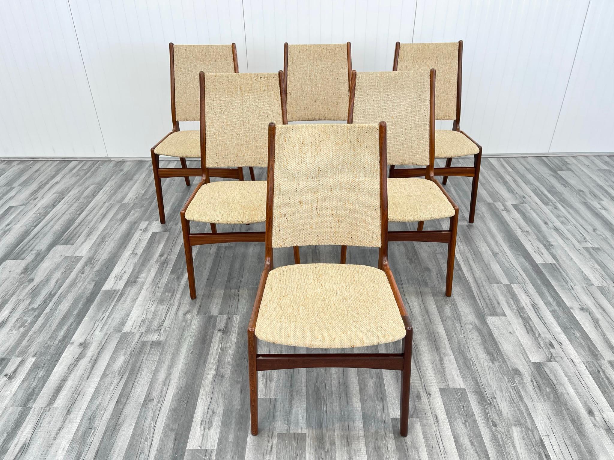 Mid-Century Modern Danish Mid Century Dining Chairs in Teak by Erik Buch, Set of 6