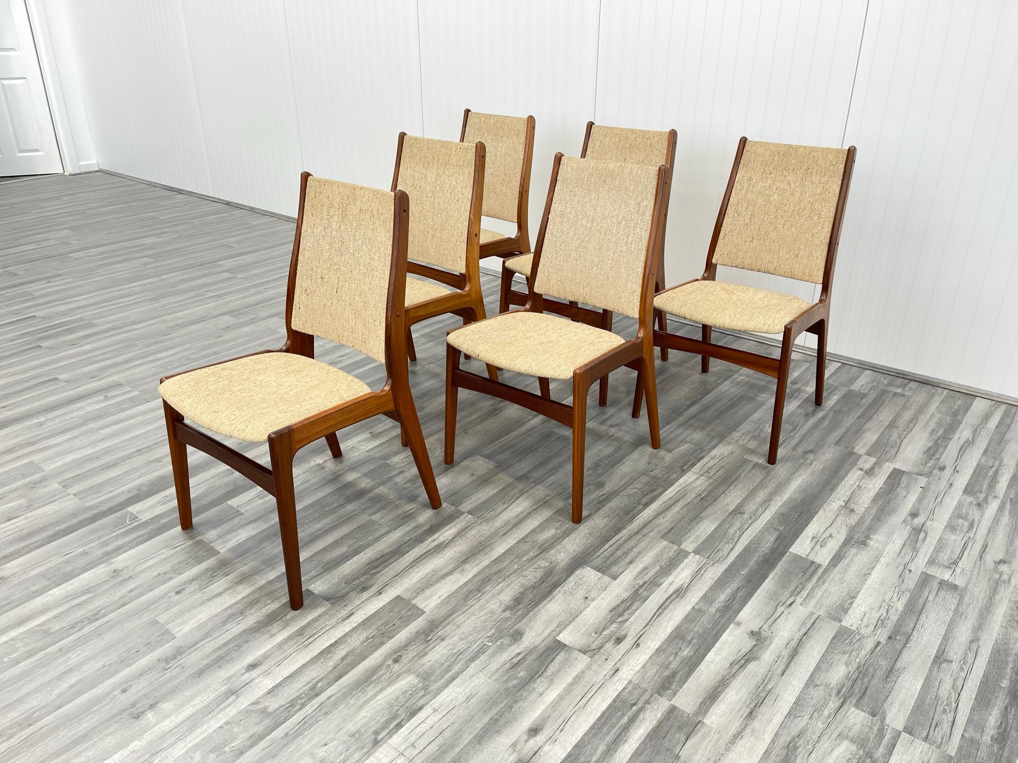 20th Century Danish Mid Century Dining Chairs in Teak by Erik Buch, Set of 6