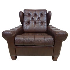 Fauteuil danois Mid Century en cuir vieilli