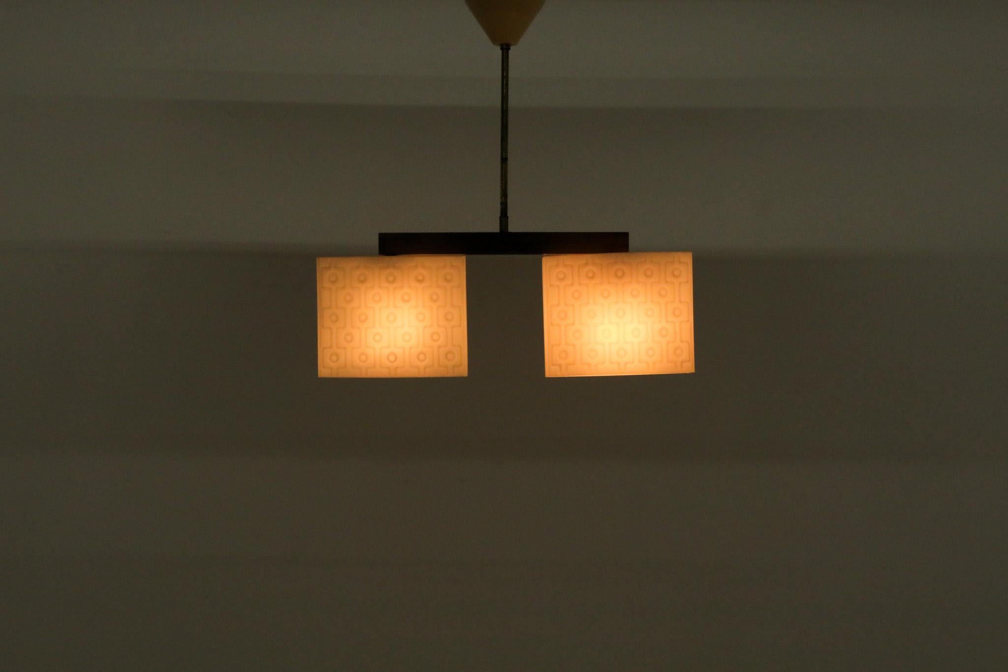 Danish Mid-Century double pressed milk glass ceiling pendant In Good Condition In Los Angeles, CA