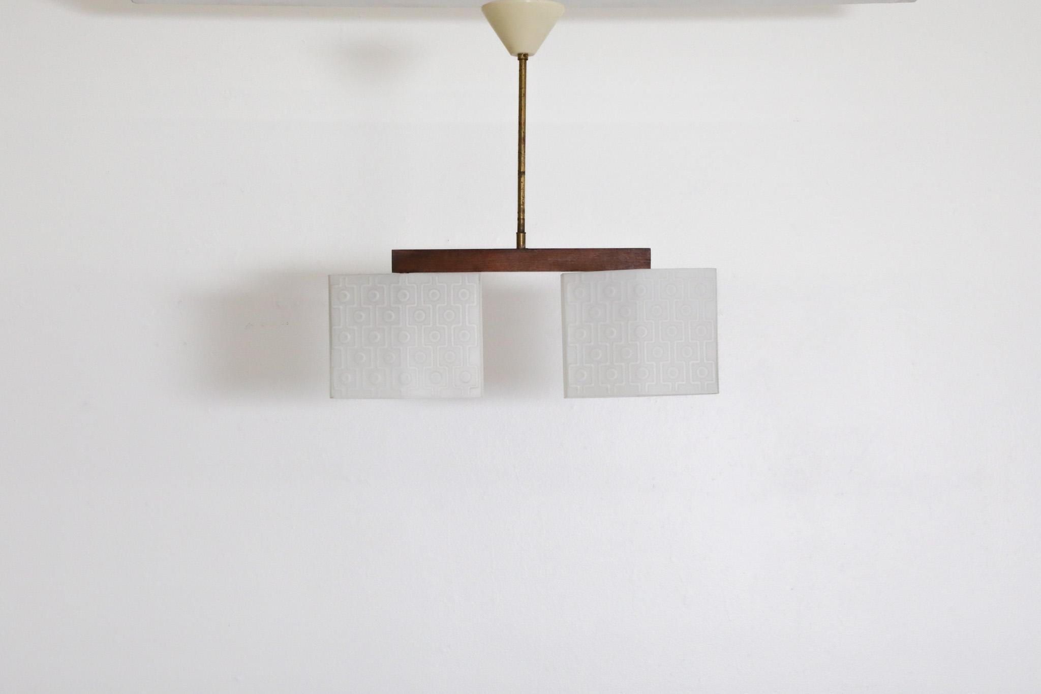 Danish Mid-Century double pressed milk glass ceiling pendant For Sale 1