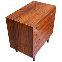 Retro Danish Mid-Century Dresser Cabinet Book Matched Rosewood Chest of Drawers Table