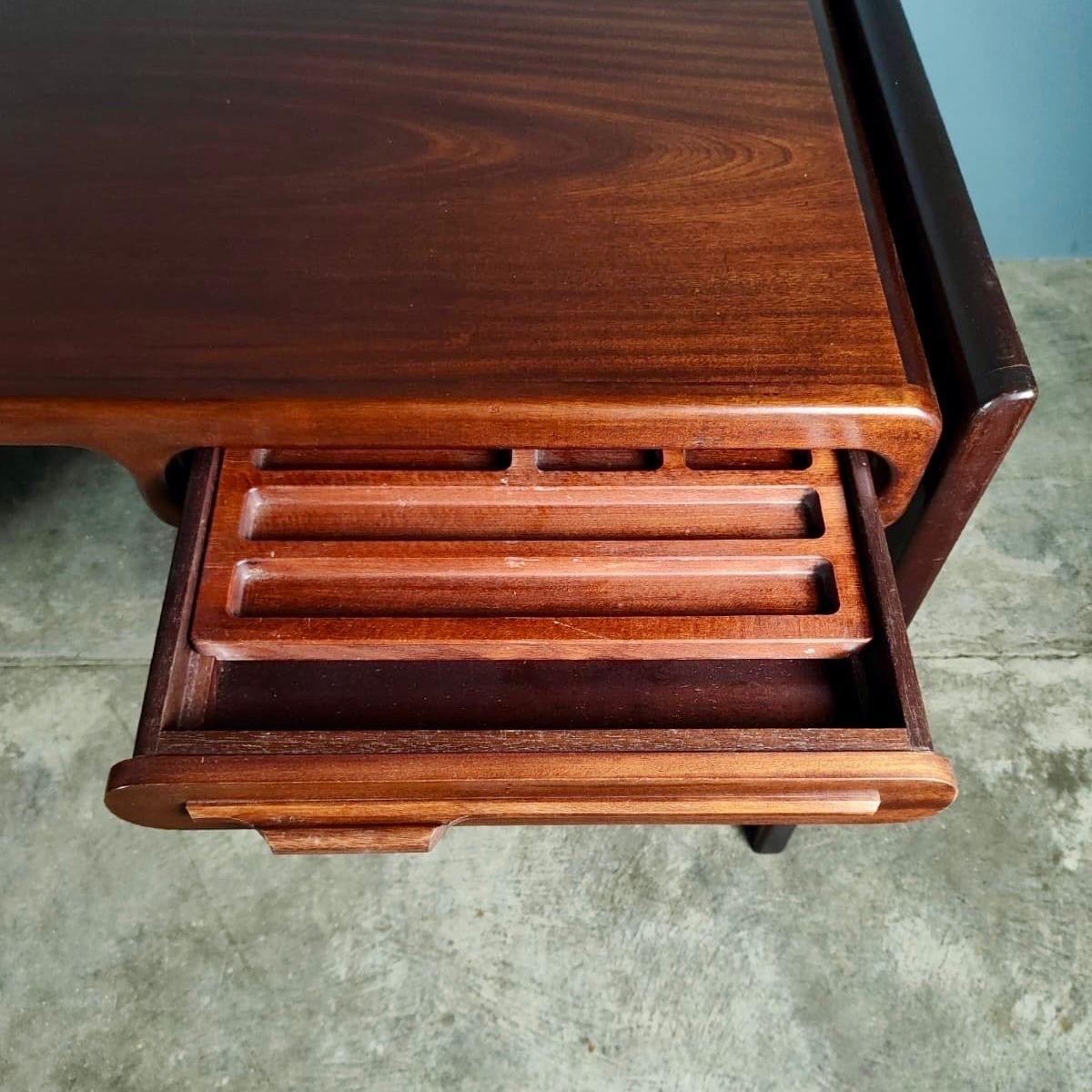 Mahogany Danish Mid Century Dyrlund Rosewood Executive Partners Desk Svend Dyrlund