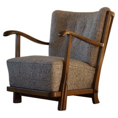 Danish Mid-Century Easy Chair in Beech by Fritz Hansen, Frits Schlegel, 1940s