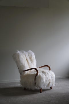 Danish Midcentury Easy Chair in Oak & Icelandic Sheepskin, Fritz Hansen, 1930s