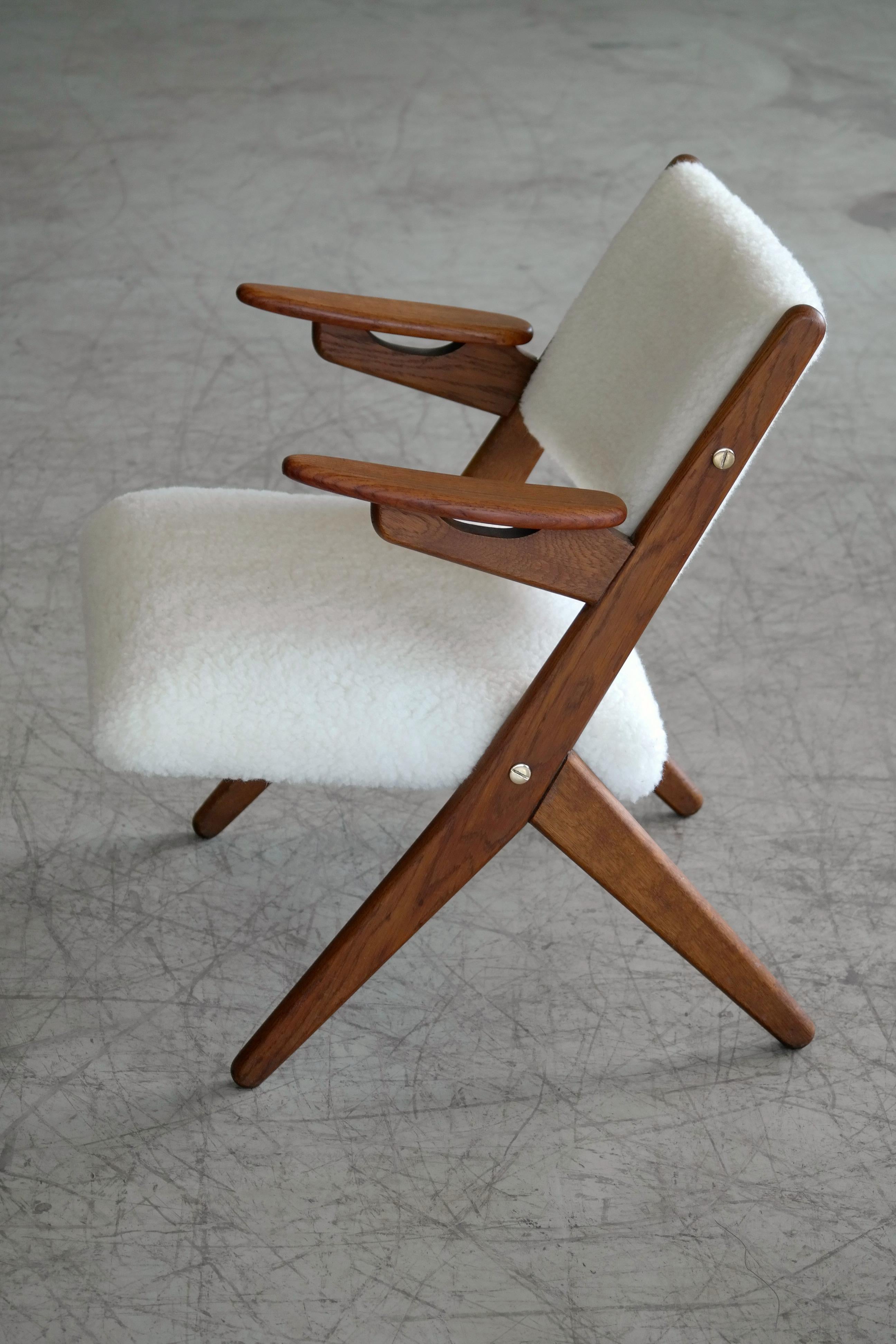 Mid-20th Century Danish Midcentury Easy Chair in Teak and Lambswool by Arne Hovmand-Olsen