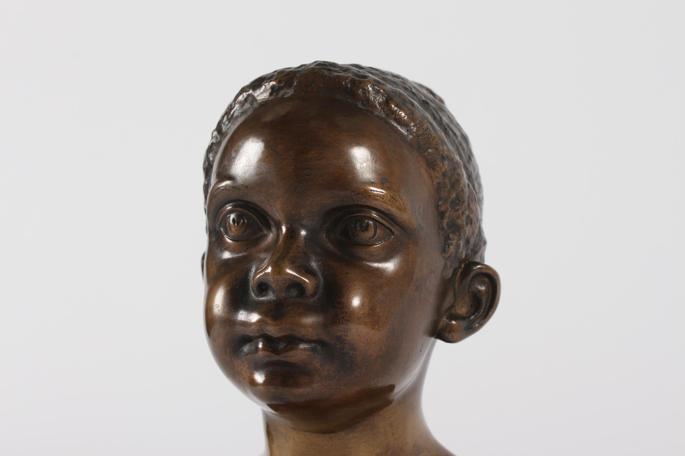 Danish Midcentury Elna Borch Bronze Bust of Young Child Made by L. Rasmussen 5