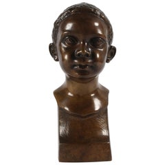 Buste de jeune enfant danois en bronze Elna Borch du milieu du siècle dernier fabriqué par L. Rasmussen