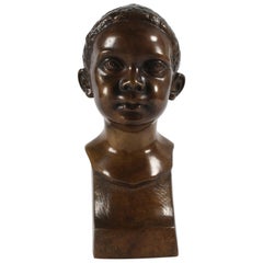 Danish Midcentury Elna Borch Bronze Bust of Young Child Made by L. Rasmussen