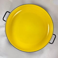 Danish Mid-Century Enamel on Steel Large Round Baker/Server