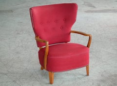 Danish Midcentury Floating Back Lounge Chair in the Style of Otto Schulz