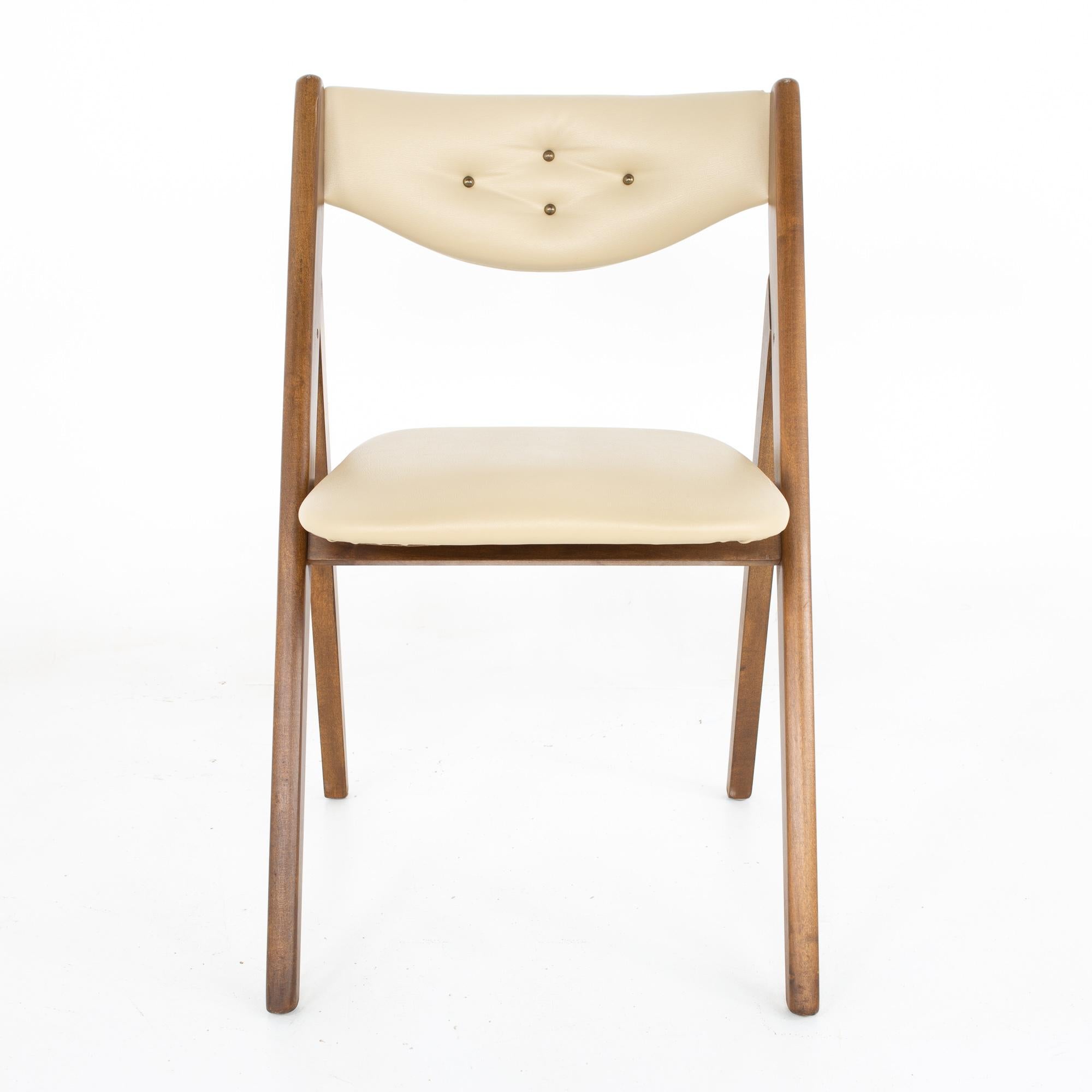 Brass Danish Mid Century Folding Dining Chairs Set of 14