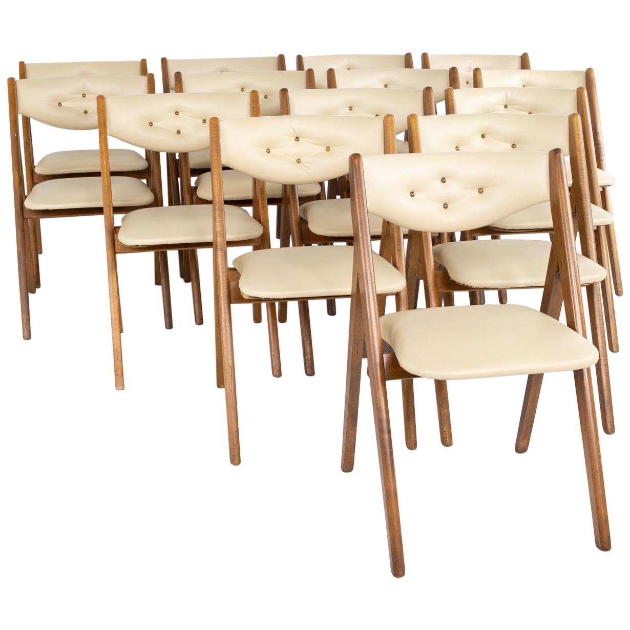 Danish Mid Century Folding Dining Chairs Set of 14