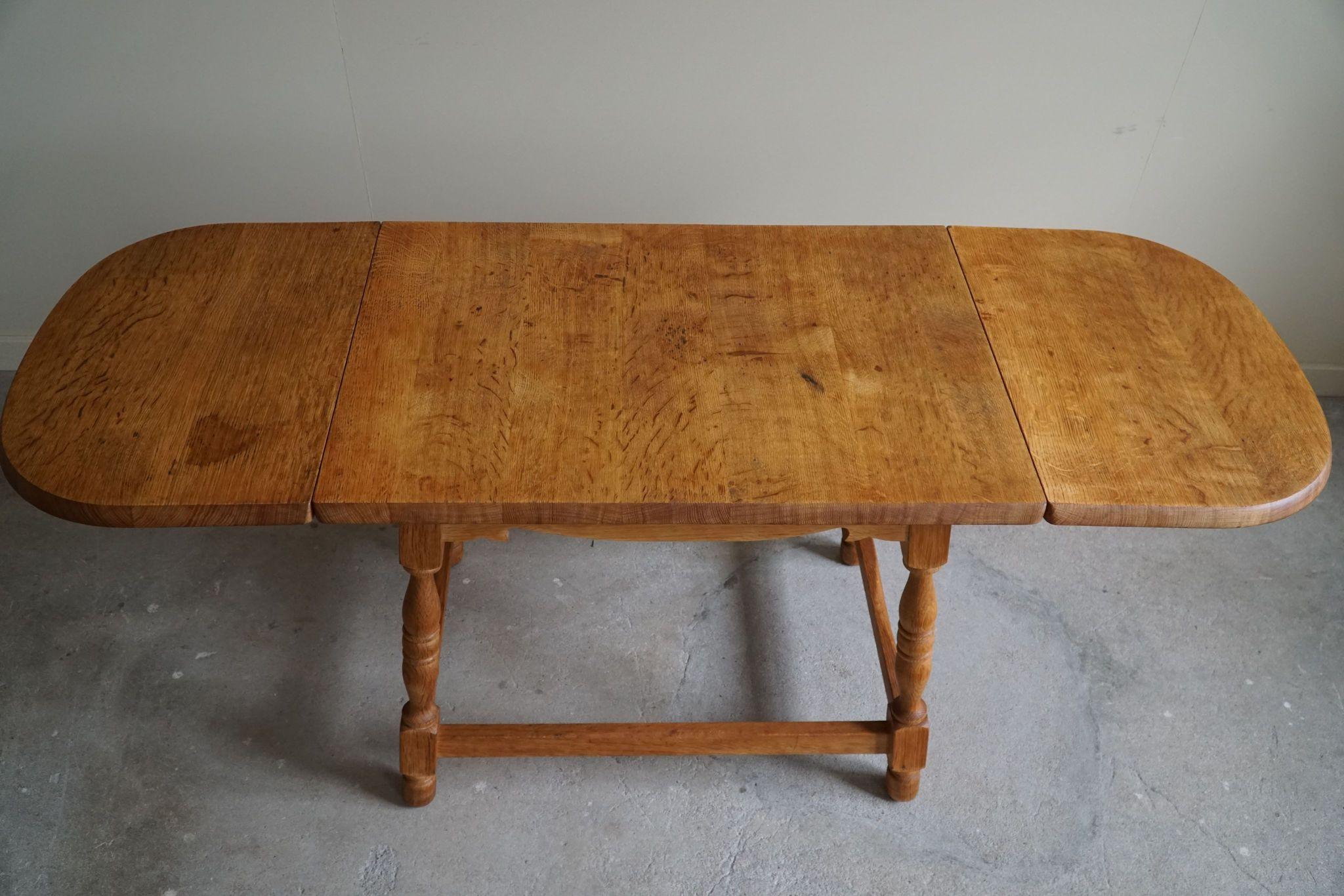 Danish Mid Century Folding Side Table in Oak, Henning Kjærnulf, 1960s For Sale 2