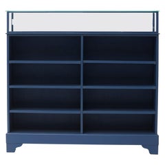 Danish Midcentury Freestanding Bookcase with Glass Showcase on Top