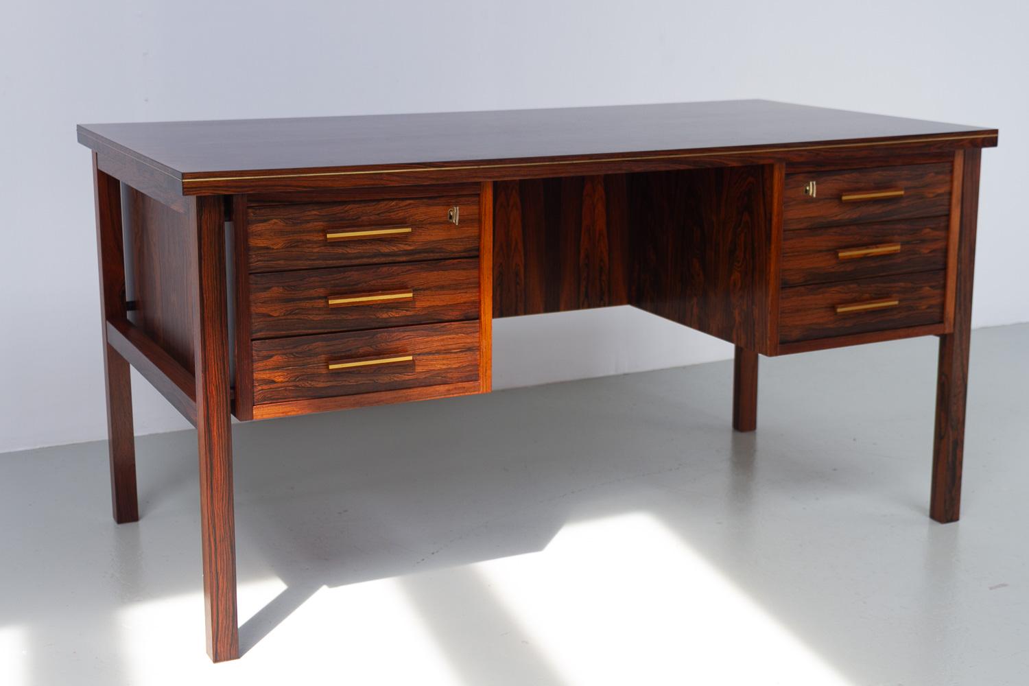 Mid-Century Modern Danish Mid-Century Freestanding Rosewood Desk by Gunnar Falsig, 1960s. For Sale