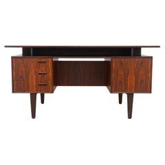 Danish Mid-Century Freestanding Rosewood Desk with Floating Top, 1960s.
