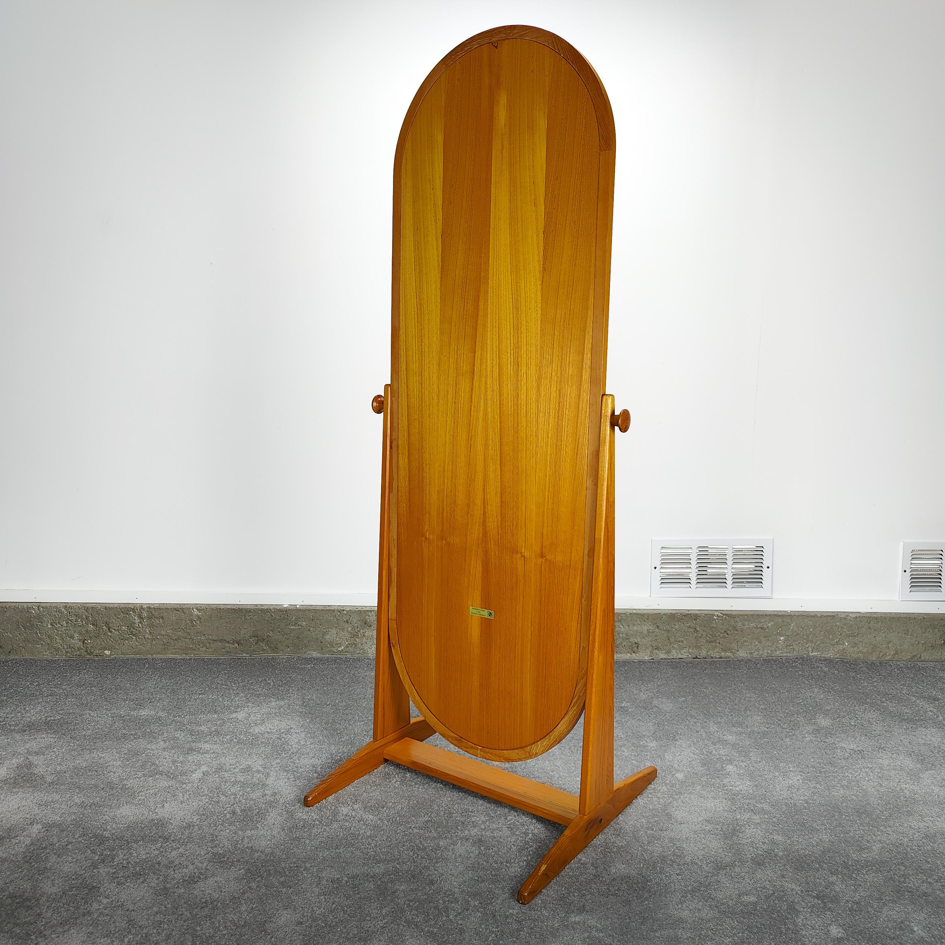 Mid-20th Century Danish Midcentury Full Length Cheval Floor Mirror by Pedersen & Hansen For Sale
