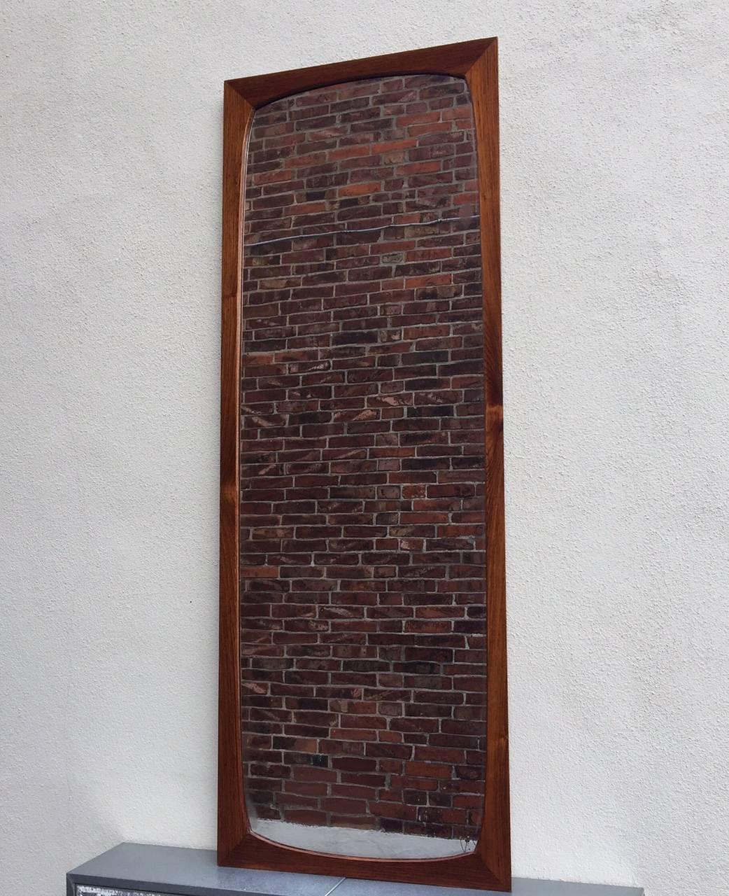 Mid-Century Modern Danish Midcentury Full Size Rosewood Wall Mirror by Gelbjerg, 1960s