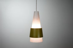 Danish Mid-Century Glass and Metal Pendant Light