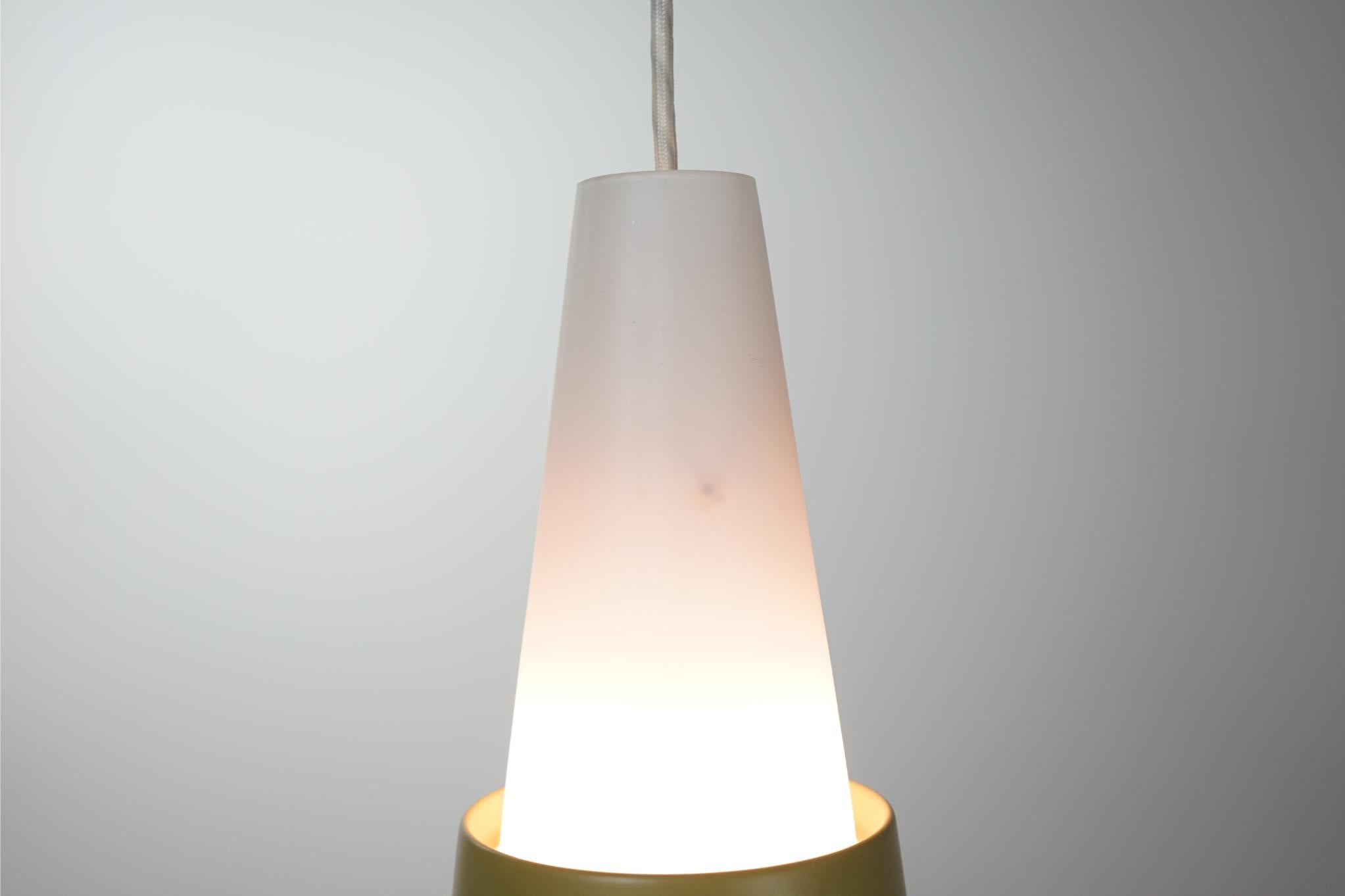 Mid-20th Century Danish Mid-Century Glass and Metal Pendant Light For Sale