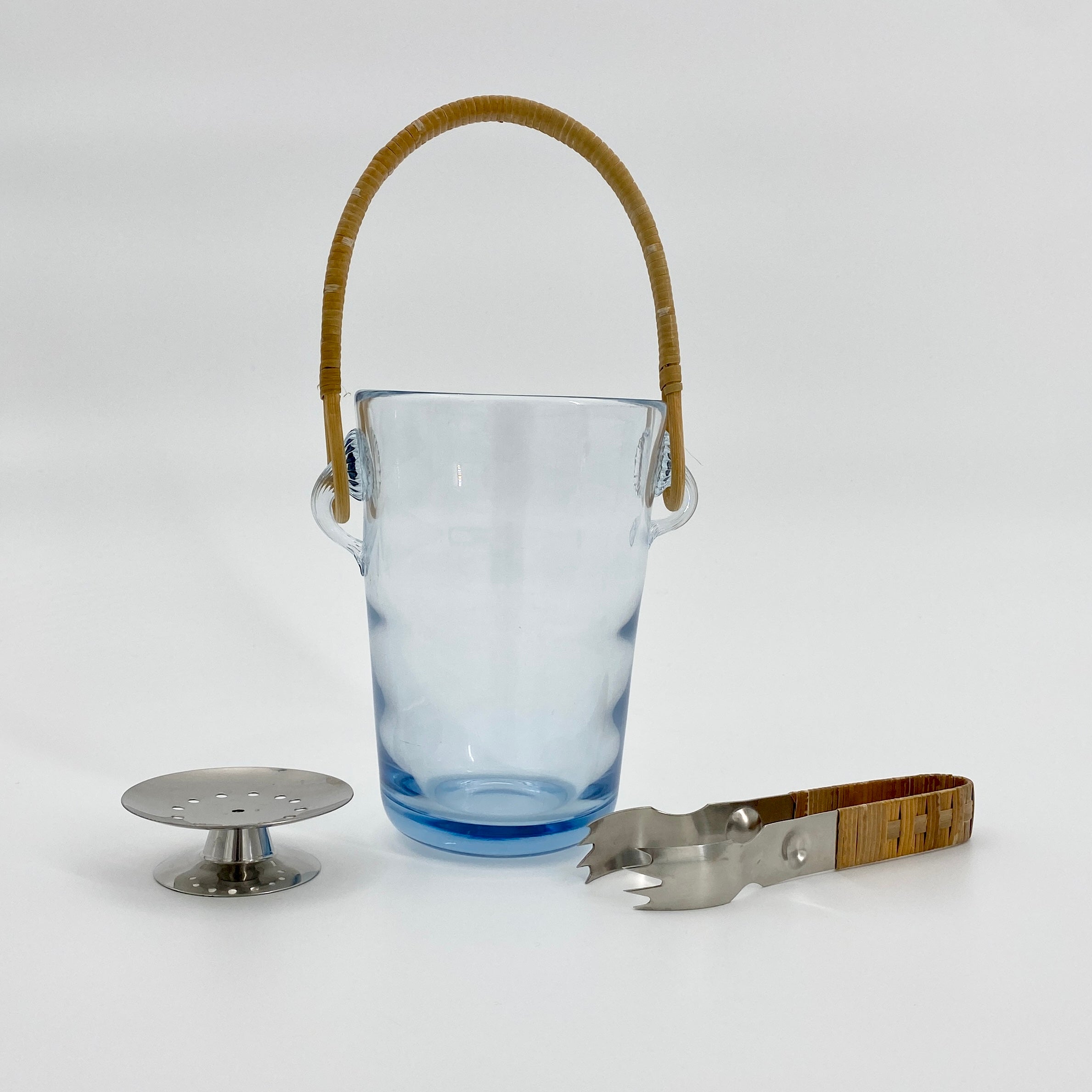 Scandinavian Modern Glass Ice Bucket by Jacob Bang For Holmegaard, circa 1930. This glass ice bucket is signed “HOLMEGAARD ??8715