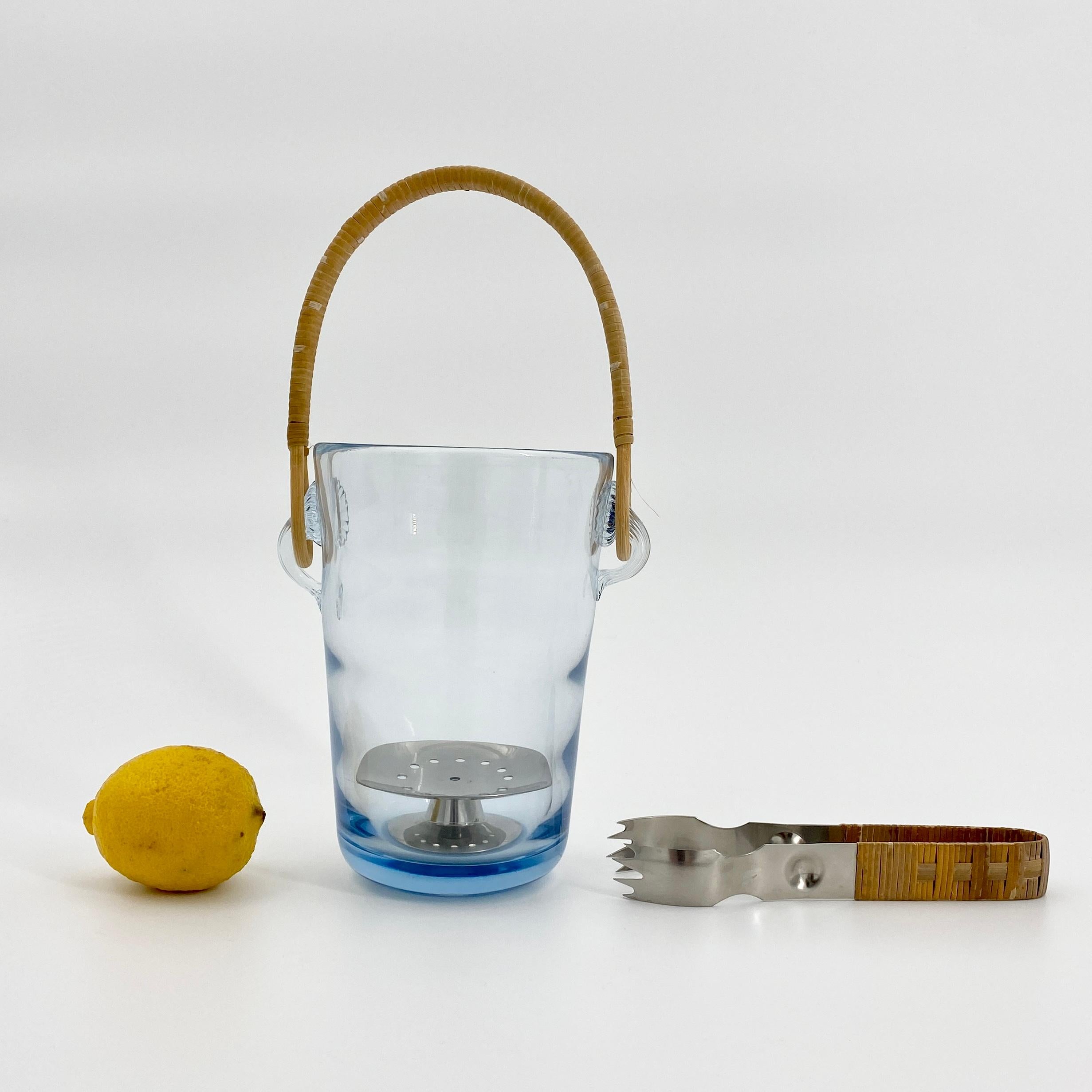Scandinavian Modern Danish Mid-Century Glass Ice Bucket by Holmegaard, J. Bang 1930s  For Sale