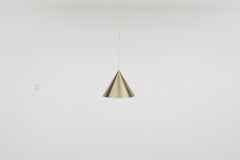 Danish Mid-Century Gold Aluminum "Kegle" Cone Pendant by Bent Karlby for Lyfa