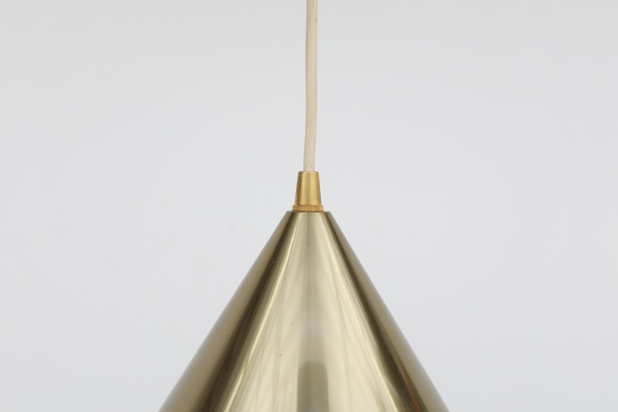 Brushed Danish Mid-Century Gold 'Kegle' Pendant by Bent Karlby for Lyfa For Sale