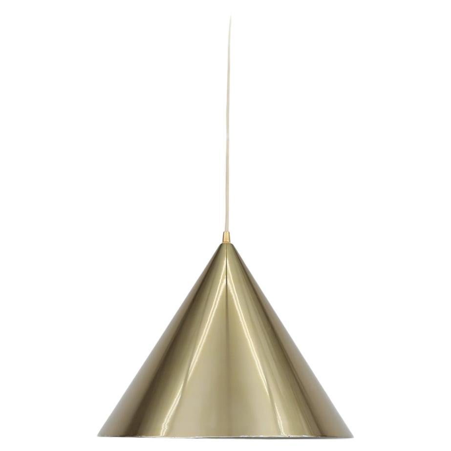 Danish Mid-Century Gold Aluminum "Kegle" Cone Pendant by Bent Karlby for Lyfa