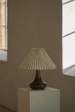 Danish Mid-Century, Green Glazed Ceramic Table Lamp, Søholm, 1960s