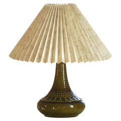 Danish Mid-Century, Green Glazed Ceramic Table Lamp, Søholm, 1960s