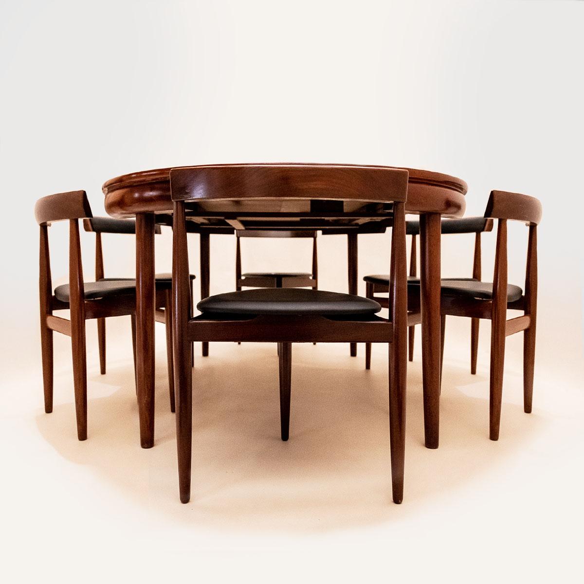 Mid-Century Modern Danish Mid Century Hans Olsen Roundette Dining Set with 6 Chairs by Frem Røjle