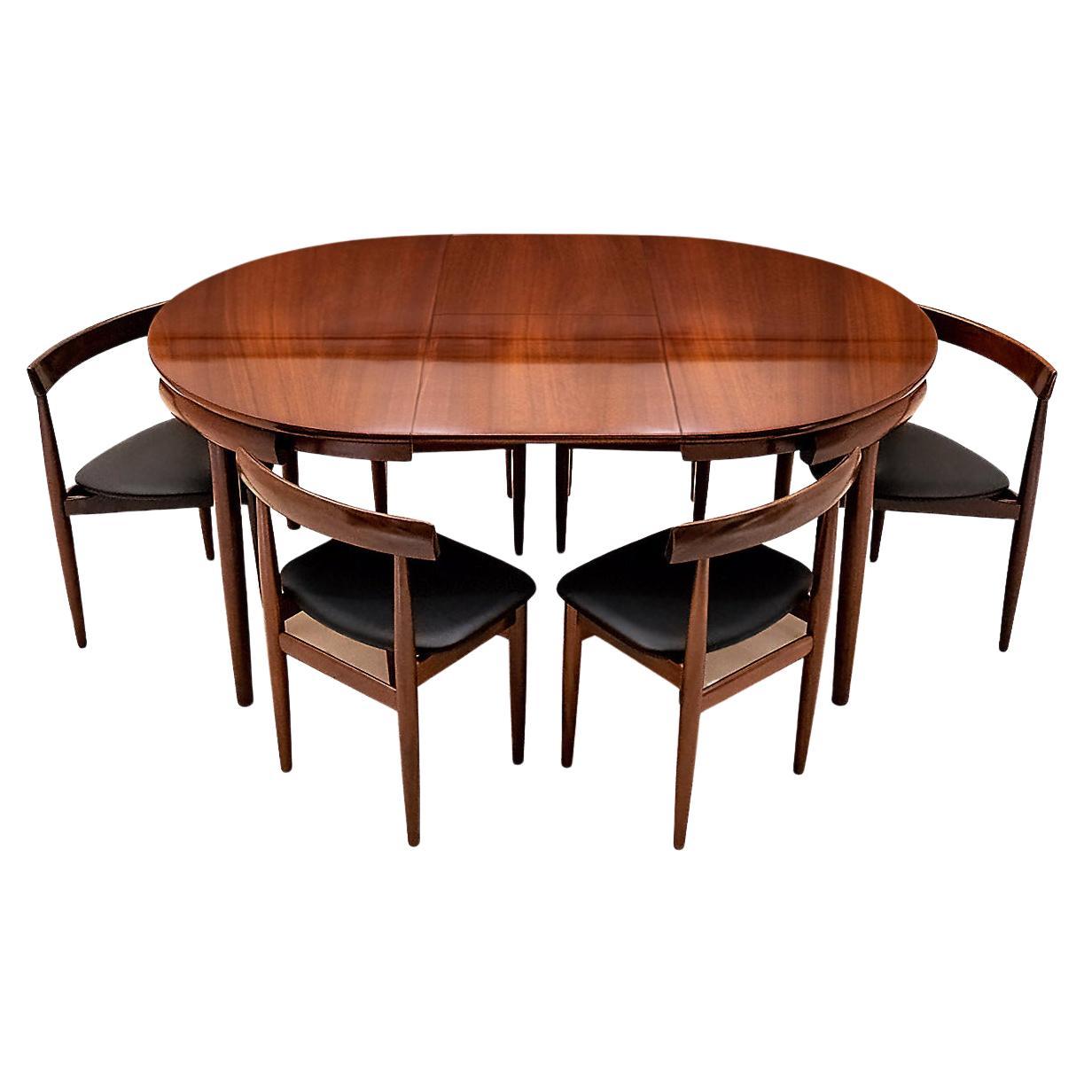 Danish Mid Century Hans Olsen Roundette Dining Set with 6 Chairs by Frem Røjle