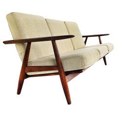 Danish Mid-century Modern Hans Wegner "Cigar" Oak Sofa by GETAMA circa 1950's
