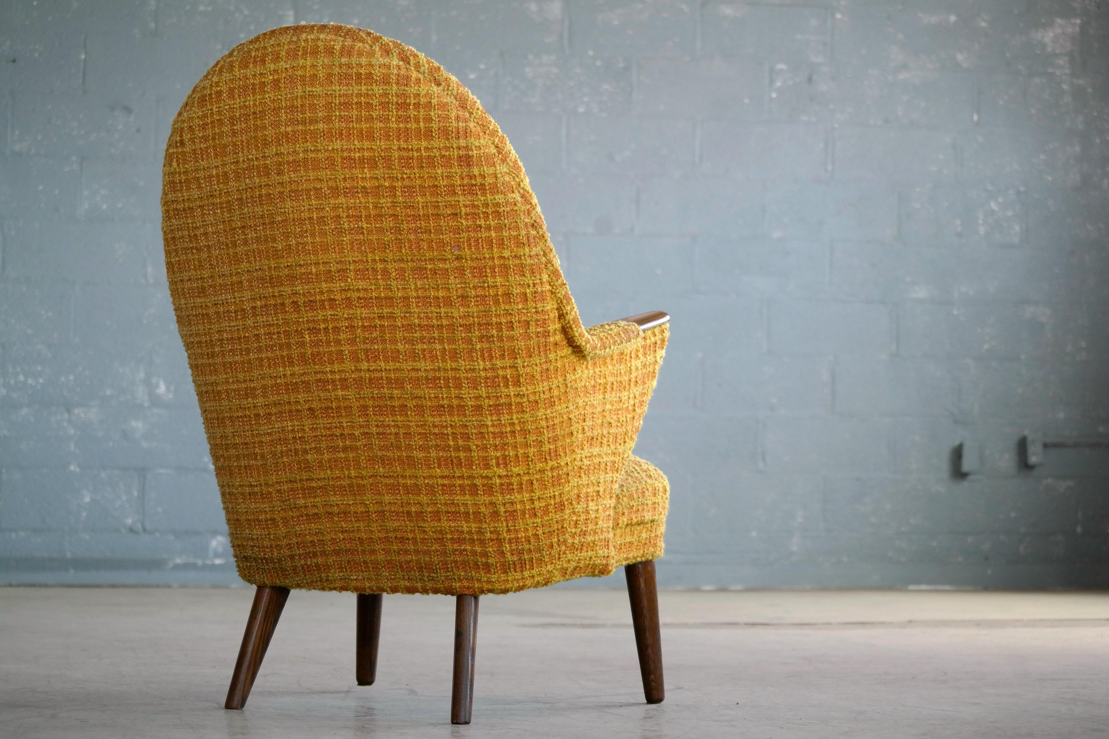 Wool Danish Midcentury Hans Wegner Style Mama Bear Lounge Chair, 1960s