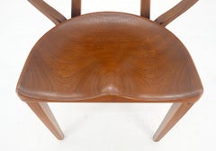 Danish Mid Century Heavy Carved Solid Walnut Walnut Arm Side Sculptural Chair