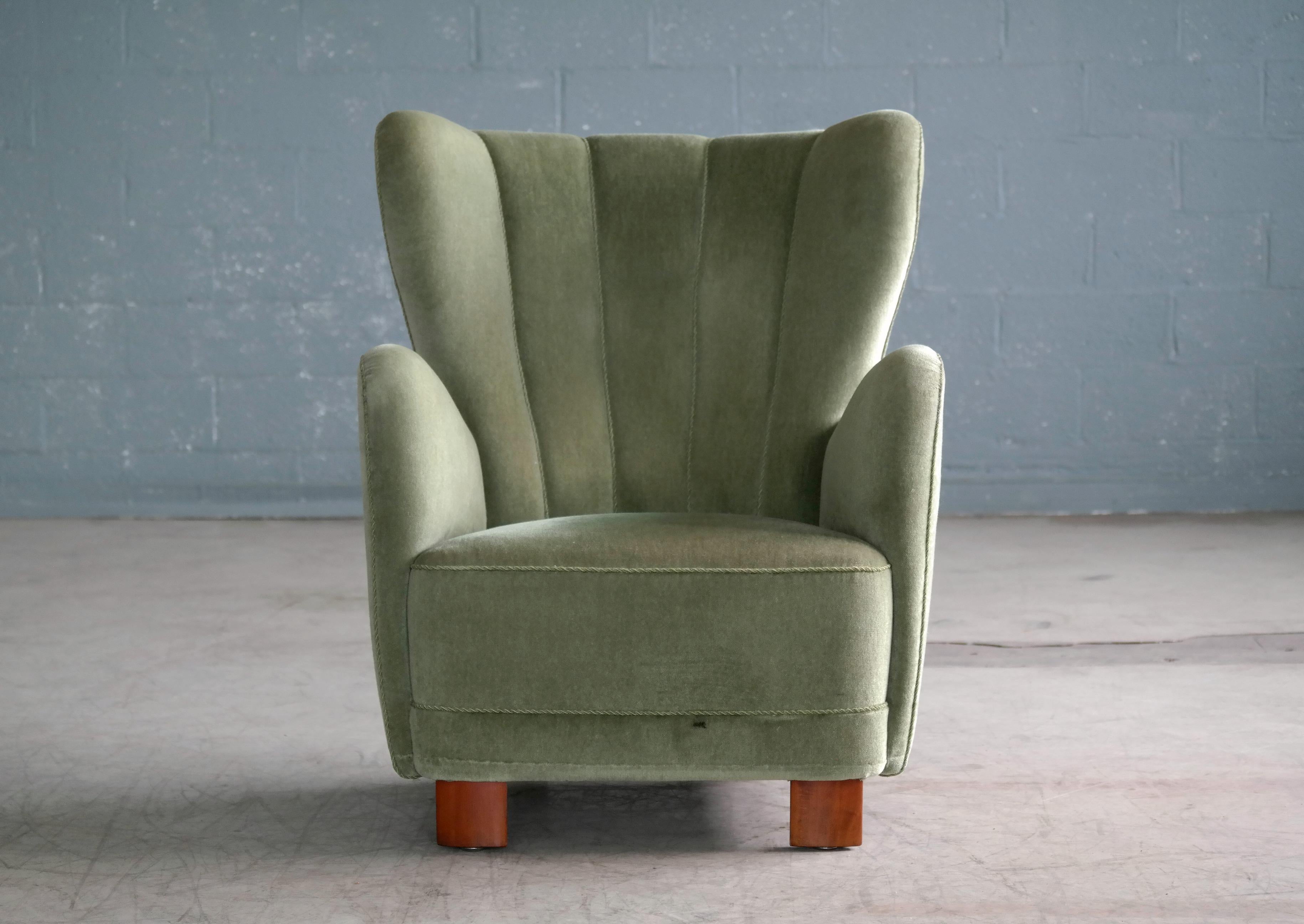 Scandinavian Modern Danish Midcentury High Back Lounge Chair Denmark by Slagelse Mobelvaerk