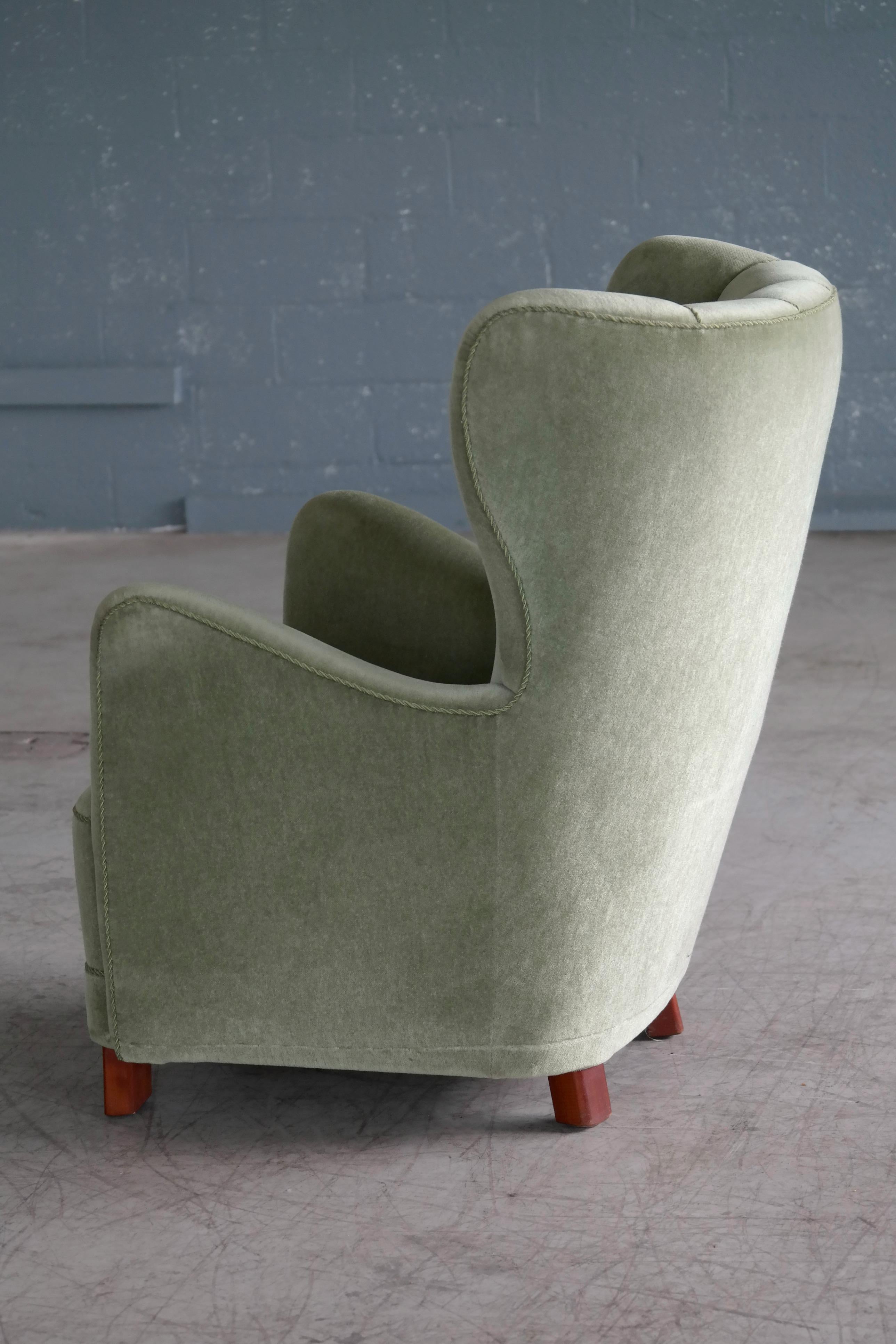 Mid-20th Century Danish Midcentury High Back Lounge Chair Denmark by Slagelse Mobelvaerk