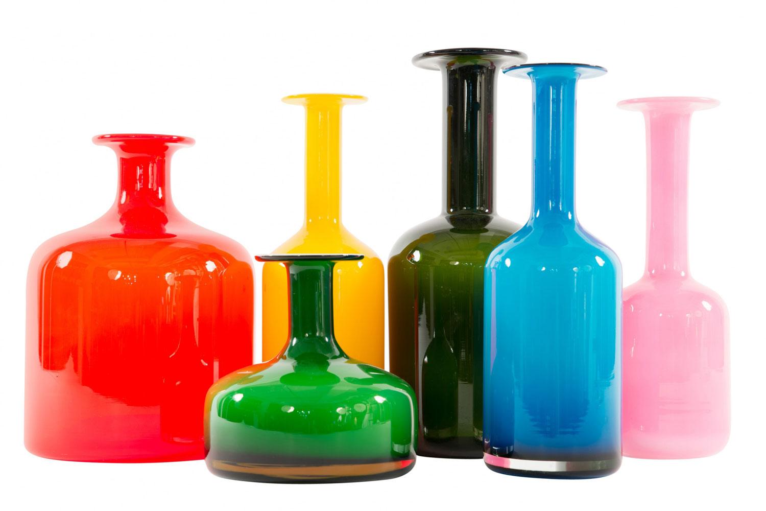 Vase à bourgeons vert et blanc danois du milieu du siècle à Holmegaard Bon état - En vente à Queens, NY