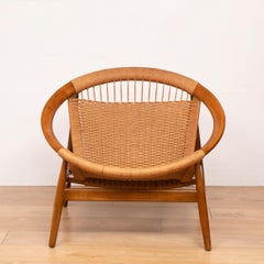 Danish Mcentury Illum Wikkelso Ringstol Teak and Woven Cord model 23 Chair