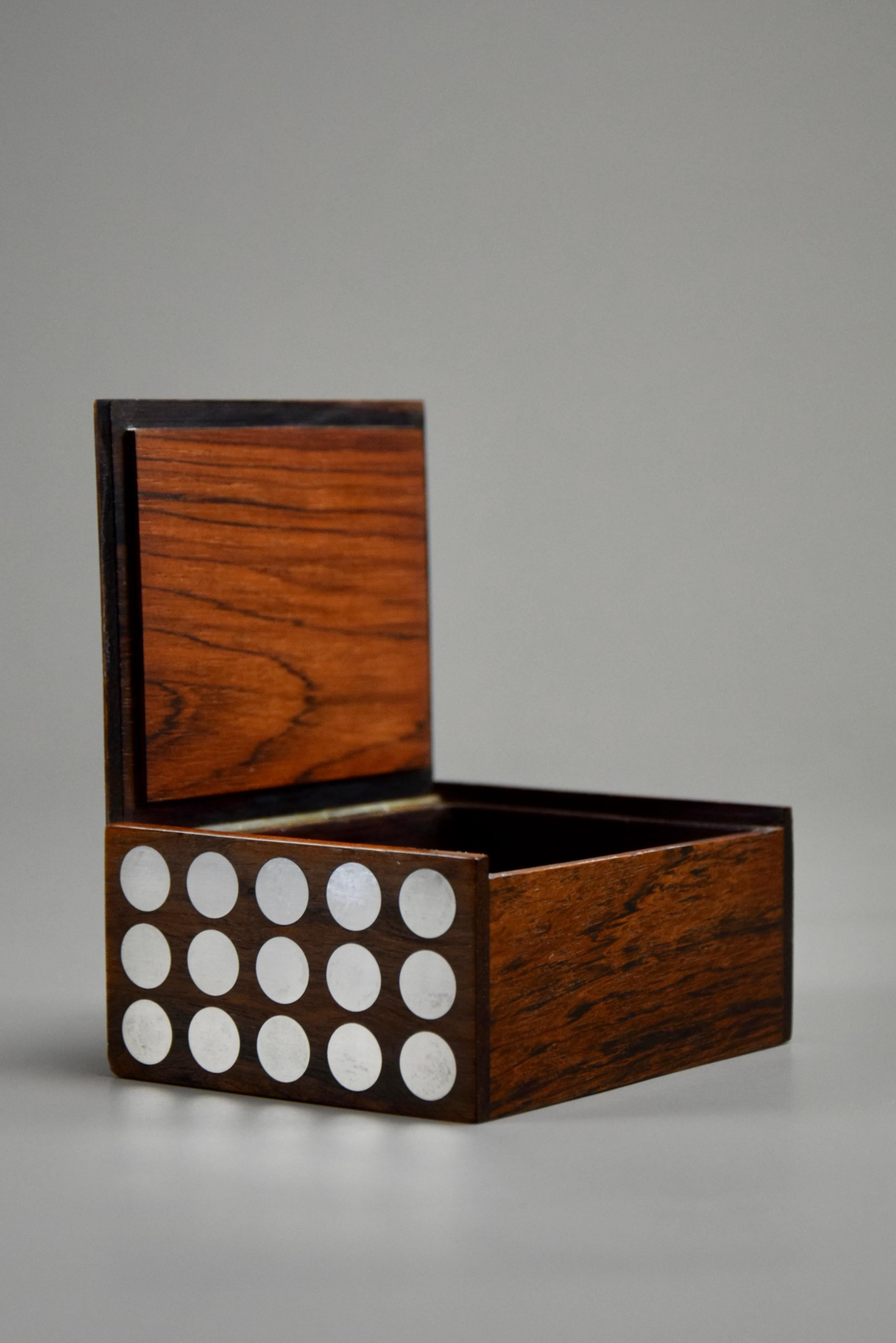 Metà XX secolo Portasigarette danese di metà secolo in jatoba e argento di Hansen in vendita