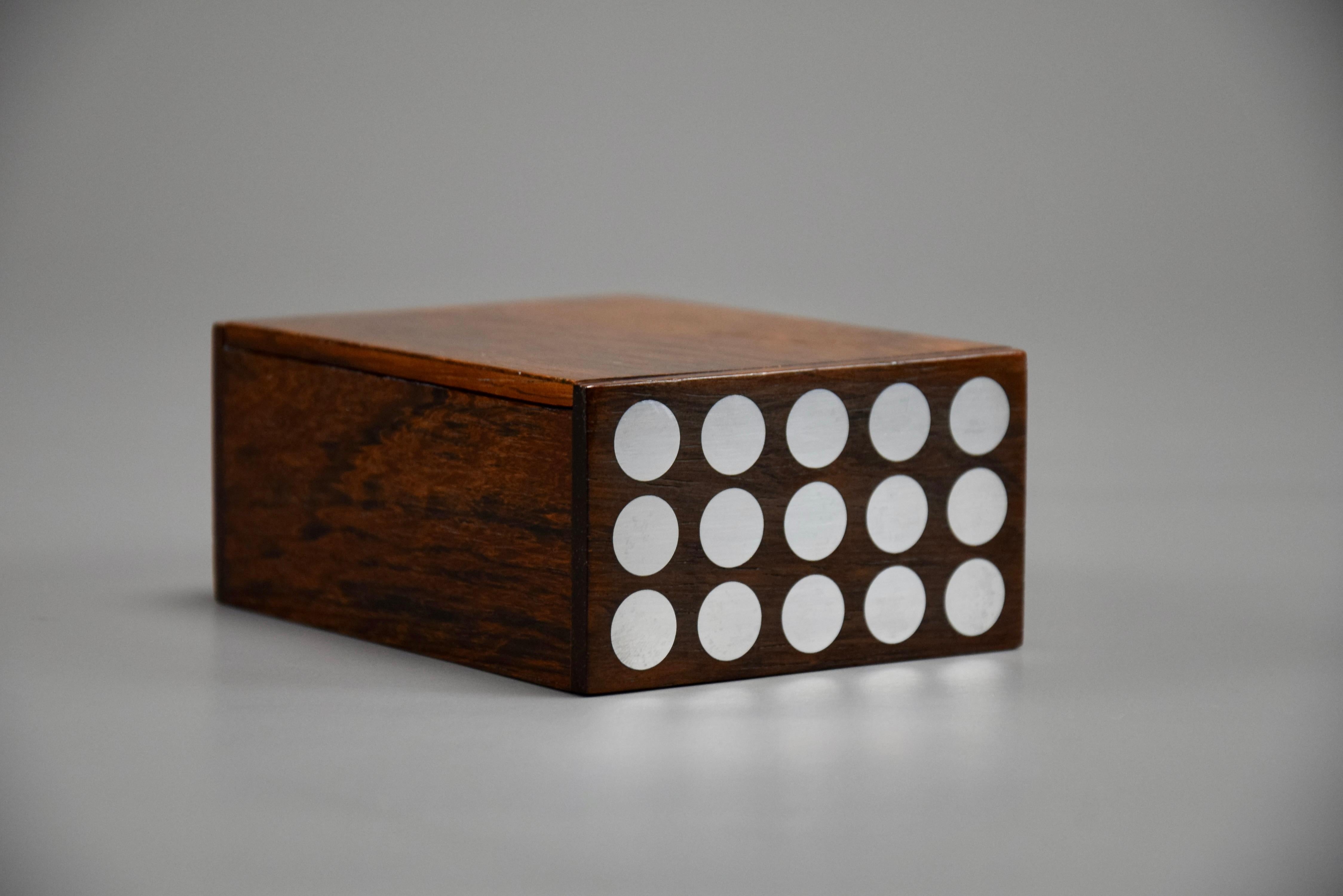 Portasigarette danese di metà secolo in jatoba e argento di Hansen in vendita 1