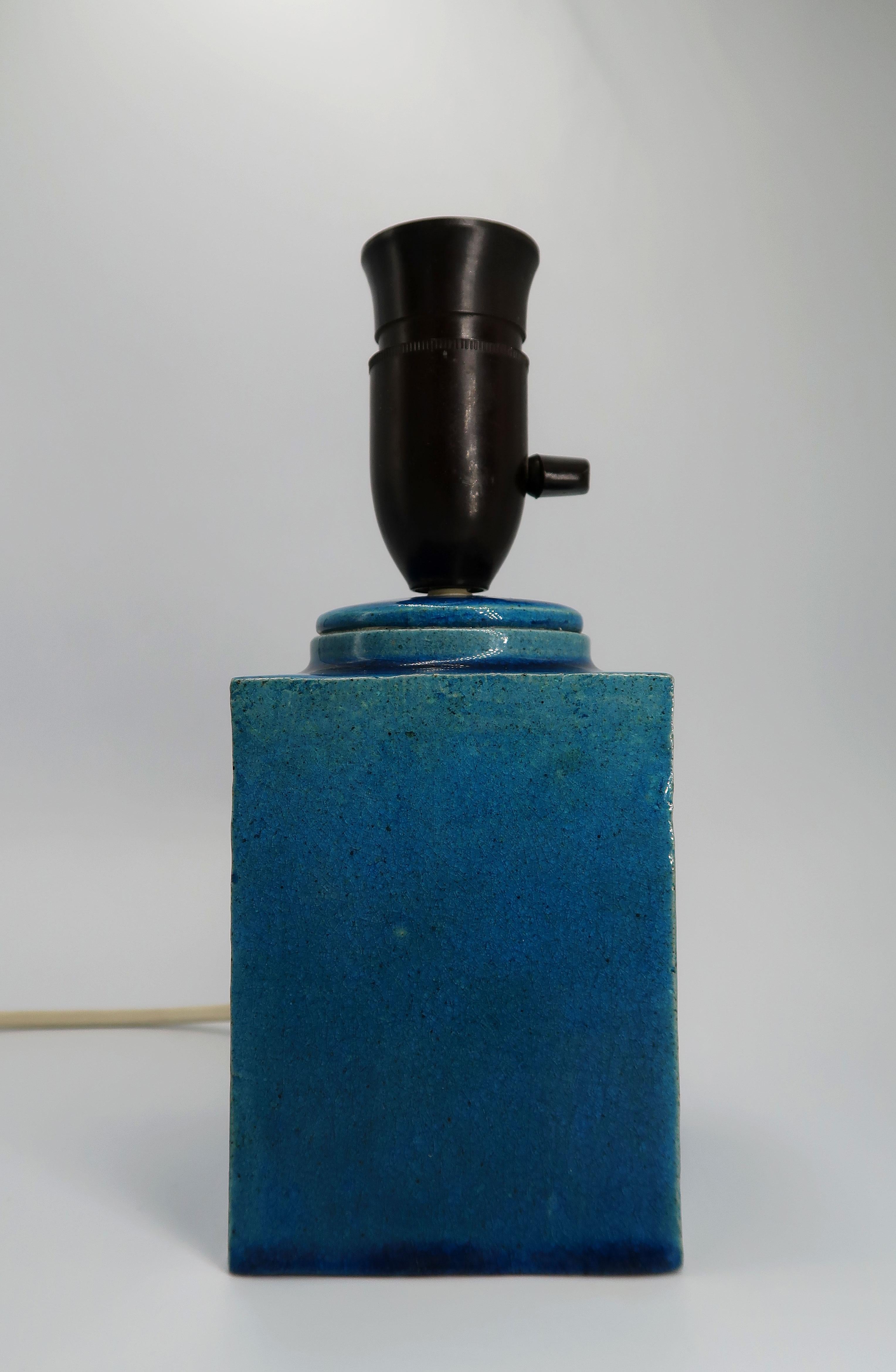 Mid-Century Modern Danish Midcentury Kähler Square Shaped Blue Table Lamp, 1960s