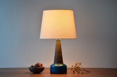 Danish Midcentury Kähler Table Lamp Turquoise Blue and Brown, Denmark, 1960s
