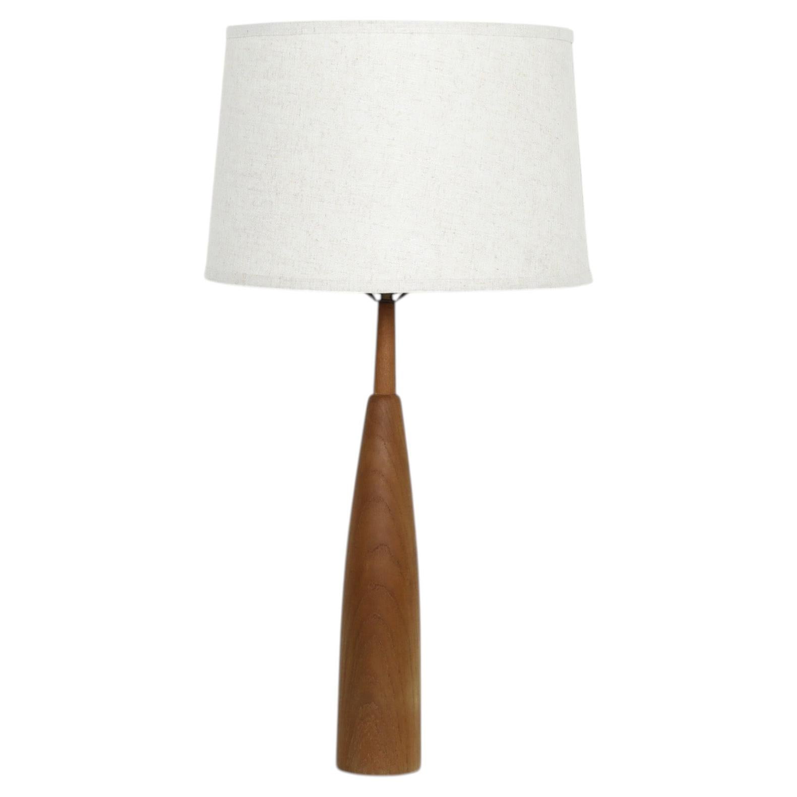 Danish Mid-Century Lathe-Turned Teak Table Lamp Base For Sale