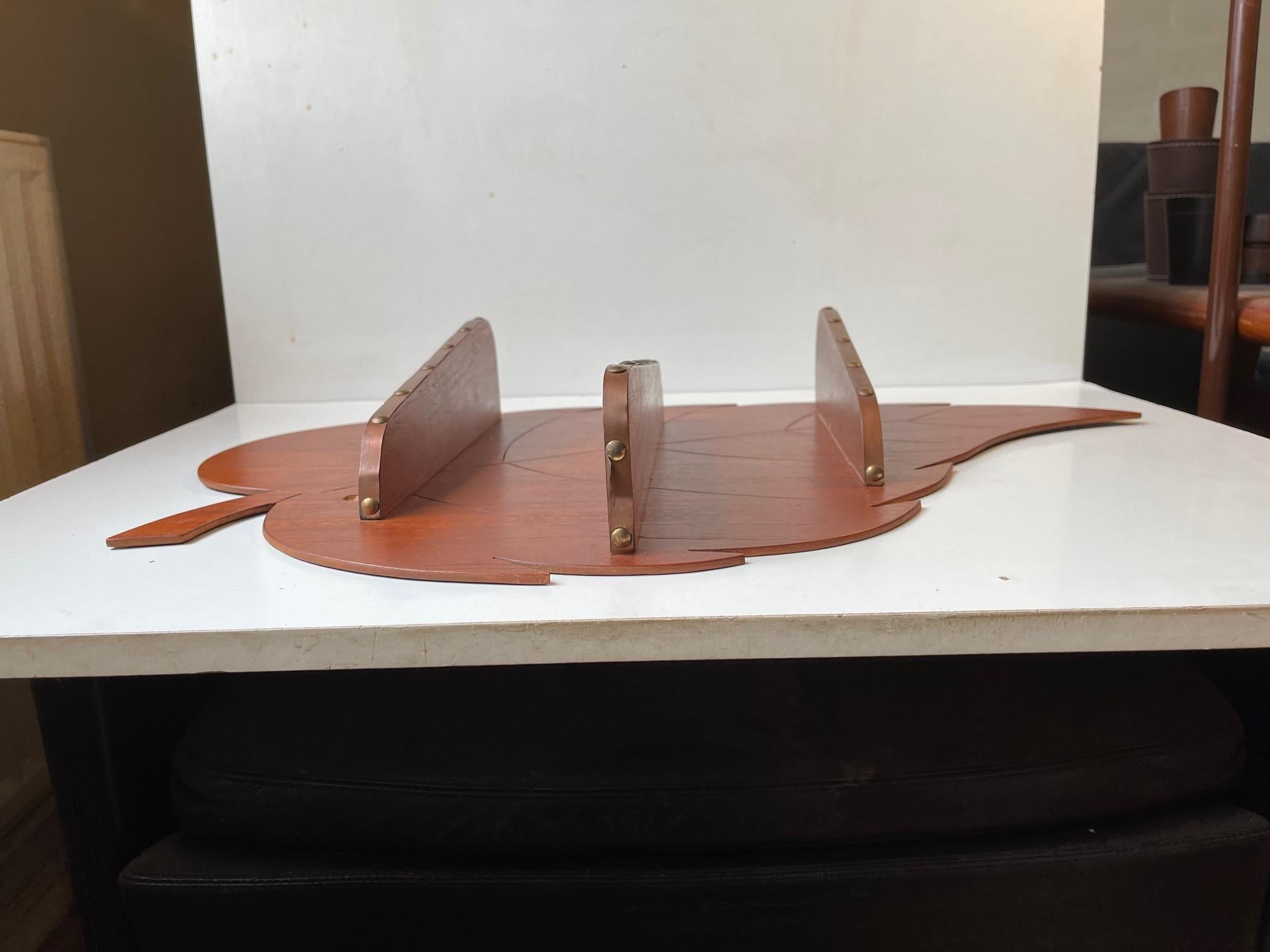 Mid-Century Modern Danish Mid-Century Leaf Spice Rack in Teak and Copper, 1960s For Sale