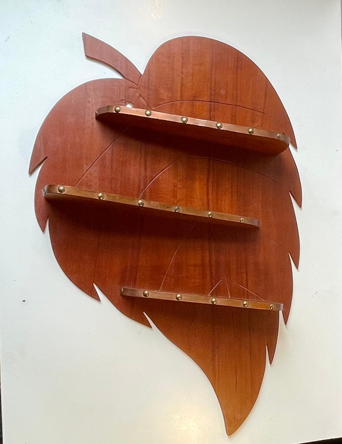 Danish Mid-Century Leaf Spice Rack in Teak and Copper, 1960s For Sale 2