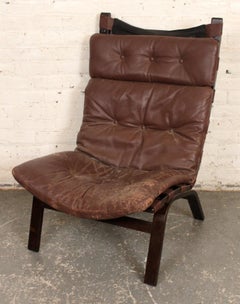 Dänischer Bugholzstuhl aus Leder von Farstrup Møbelfabrik (Mitte des Jahrhunderts)